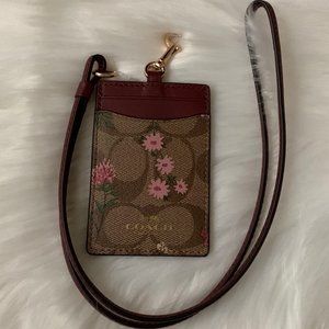 COACH Signature Wildflower ID Lanyard in Khaki Multi